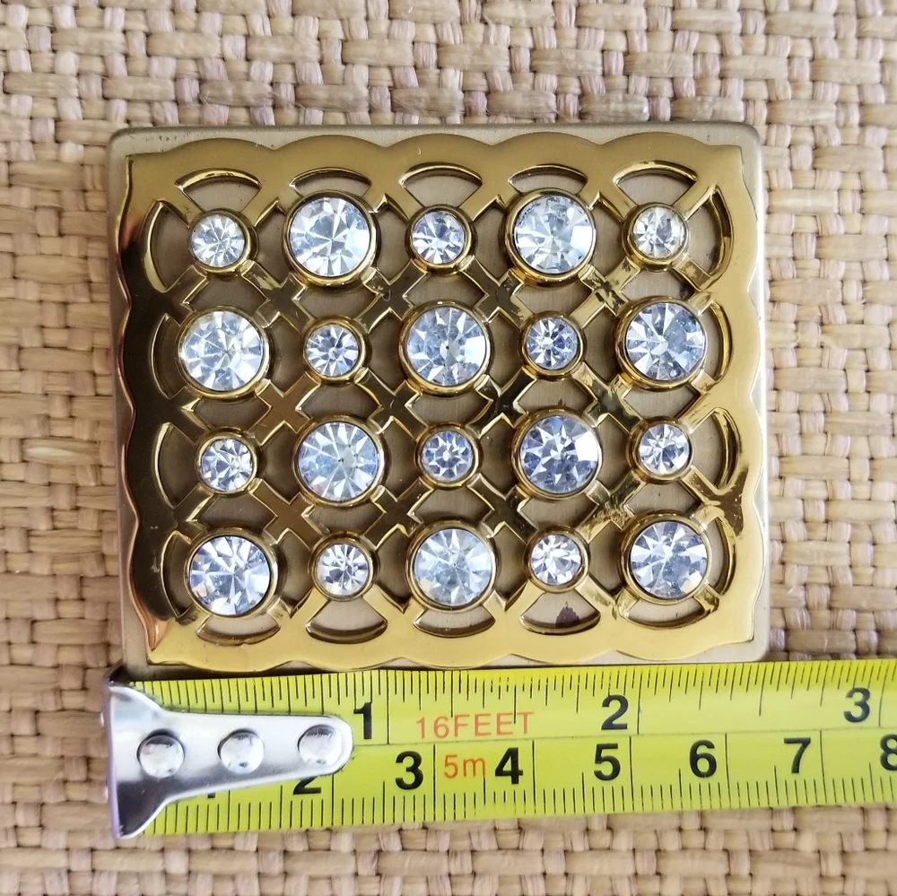 Vintage Gourielli Powder Compact Gold-tone Crystal Embellished 50's